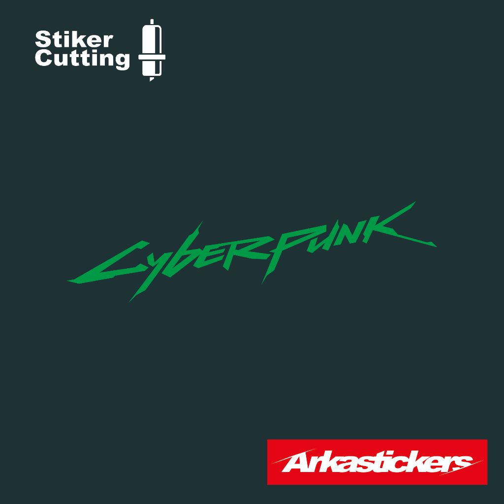 Cutting Sticker CYBERPUNK untuk Motor Mobil Helm dll bisa menyala apabila terkena cahaya - Stiker CY