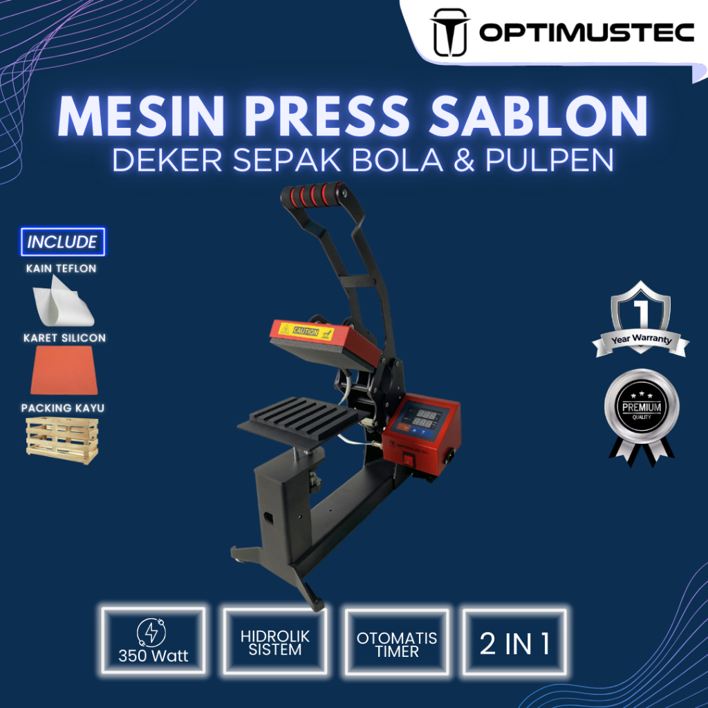 

OPTIMUSTEC Mesin Press Sablon 2in1 Deker & Pulpen - Sablon Pelindung Kaki Sepakbola Futsal