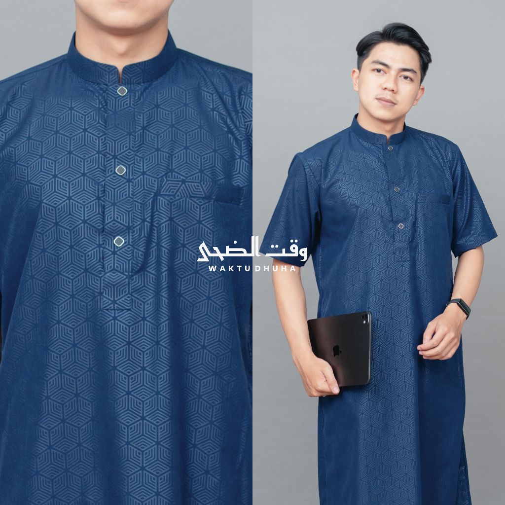 FREE ONGKIR WAKTU DHUHA - JUBAH DHUHA GAMIS LENGAN PENDEK PRIA SLIMFIT PREMIUM