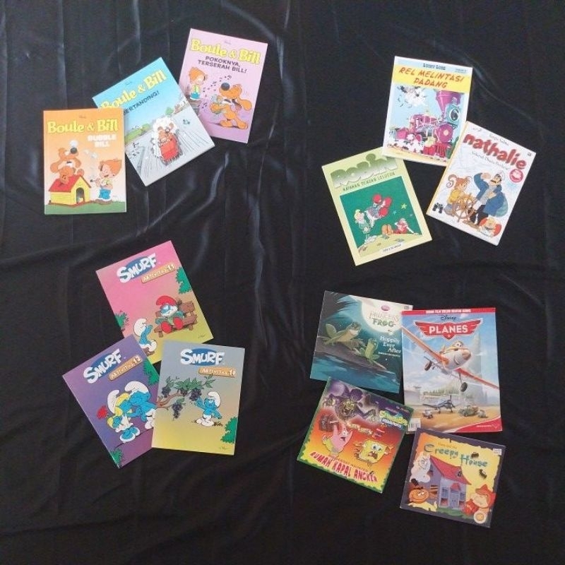 LIKE NEW Komik & Buku Anak (Gramedia,Spongebob,Disney,Smurf)