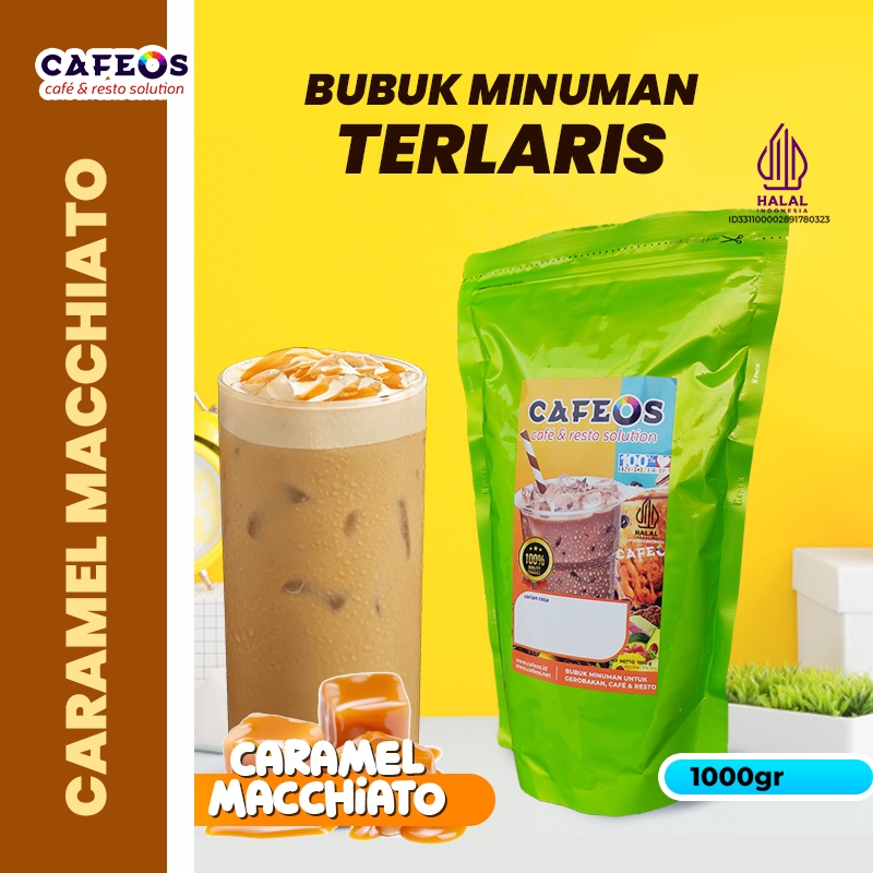 

CAFEOS Bubuk Minuman Kopi Rasa Caramel Macchiato Kemasan 1 KG Gratis Resep