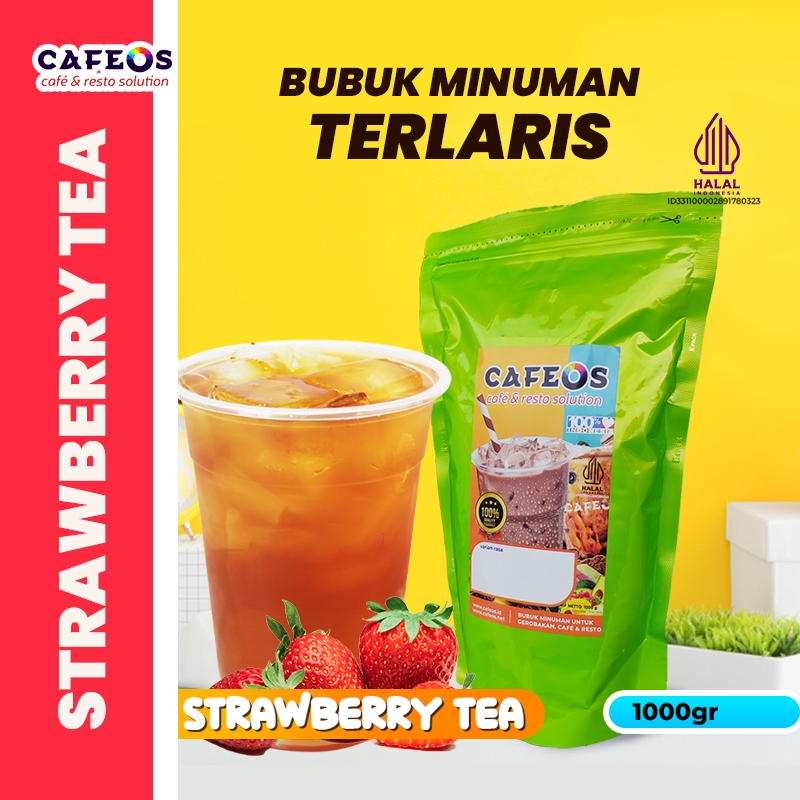 

CAFEOS Bubuk Minuman Es Teh Jumbo Rasa Strawberry Tea Teh Stroberi 1 KG Gratis Resep