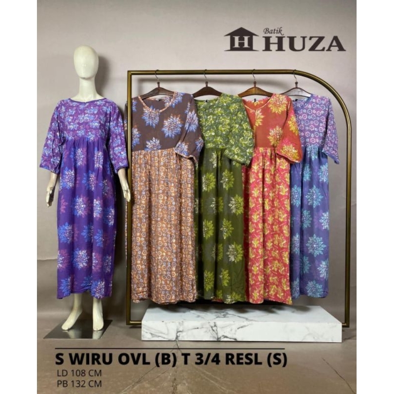 JAY [ LD 108 CM ] Dress Batik Huza Batik Pekalongan ll Gamis Rayon Premium ll S Wiru Oval (B) T 3/4