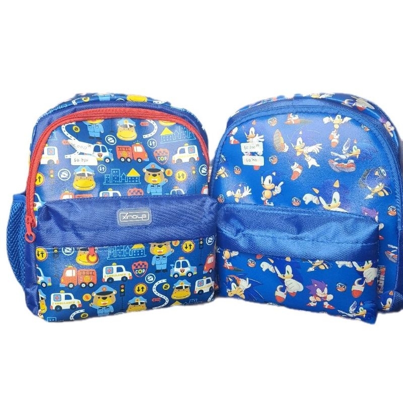 Tas Paud anak laki² dengan karakter bear dan sonic dengan bahan kain dan kanvas super premium