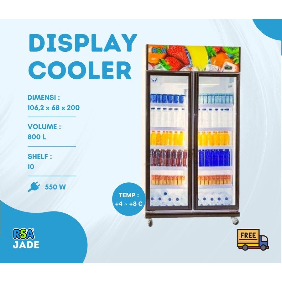 RSA JADE Showcase 2 pintu JADE Display Chiller Cooler 800 liter / JADE RSA SHOWCASE 2D