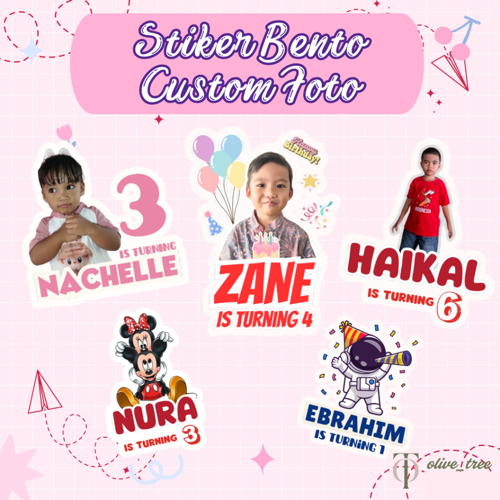 

Sticker Bento /Hang Tag Anak Ulang Tahun Stiker Birthday Foto Custom