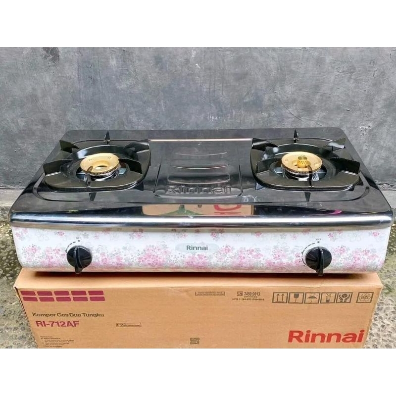 Kompor Gas Rinnai Tunggu 2 Motif Sakura Stainless Steel Kekinian Elegan