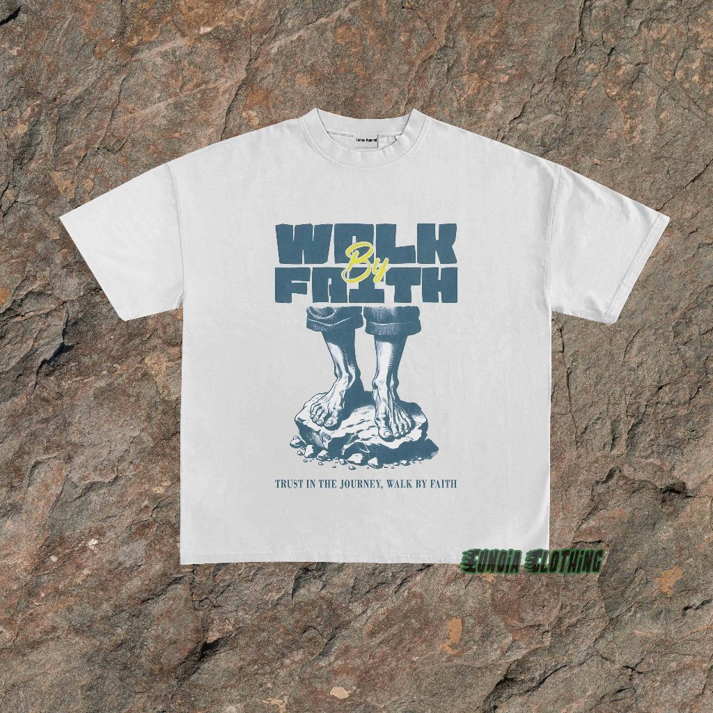 Baju Kaos Eunoia Walk By Faith - Retro Style - Kaos Distro - Tshirt Pria Wanita Cotton Combed 24s