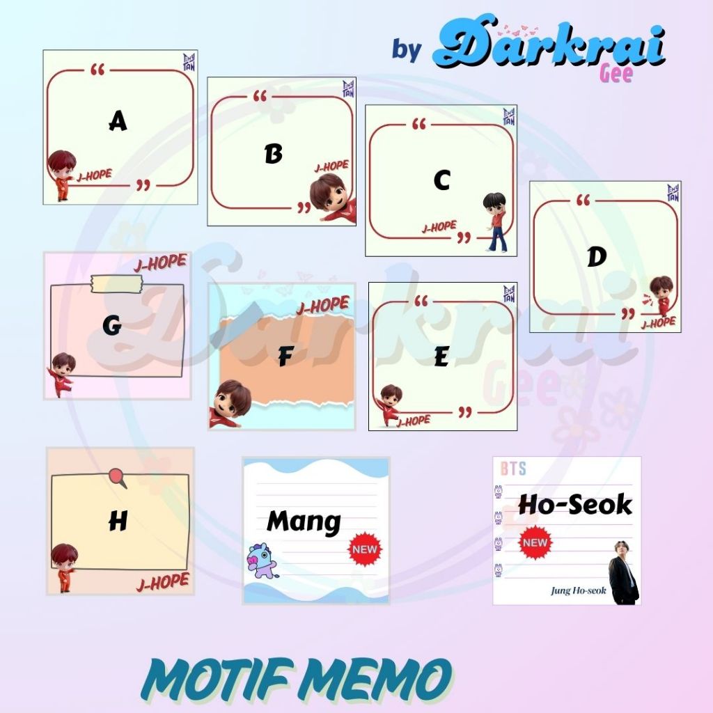 

DarkraiGee - Memo Notes Catatan Custom J-Hope BTS on The Stage Tour Jakarta Souvenir Gift Freebies