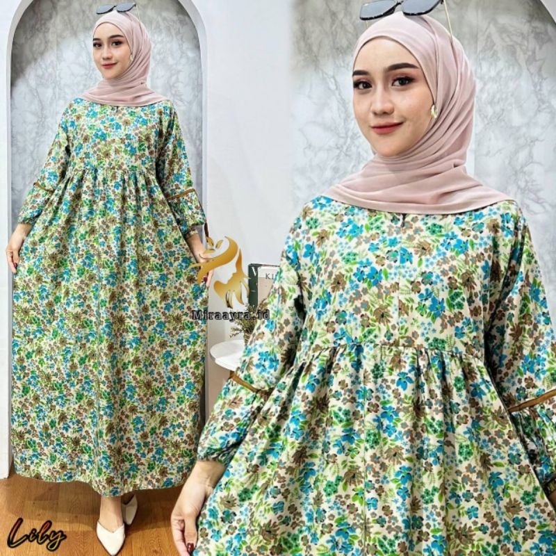 LILY DRESS | dress rayon wanita lengan balon tali