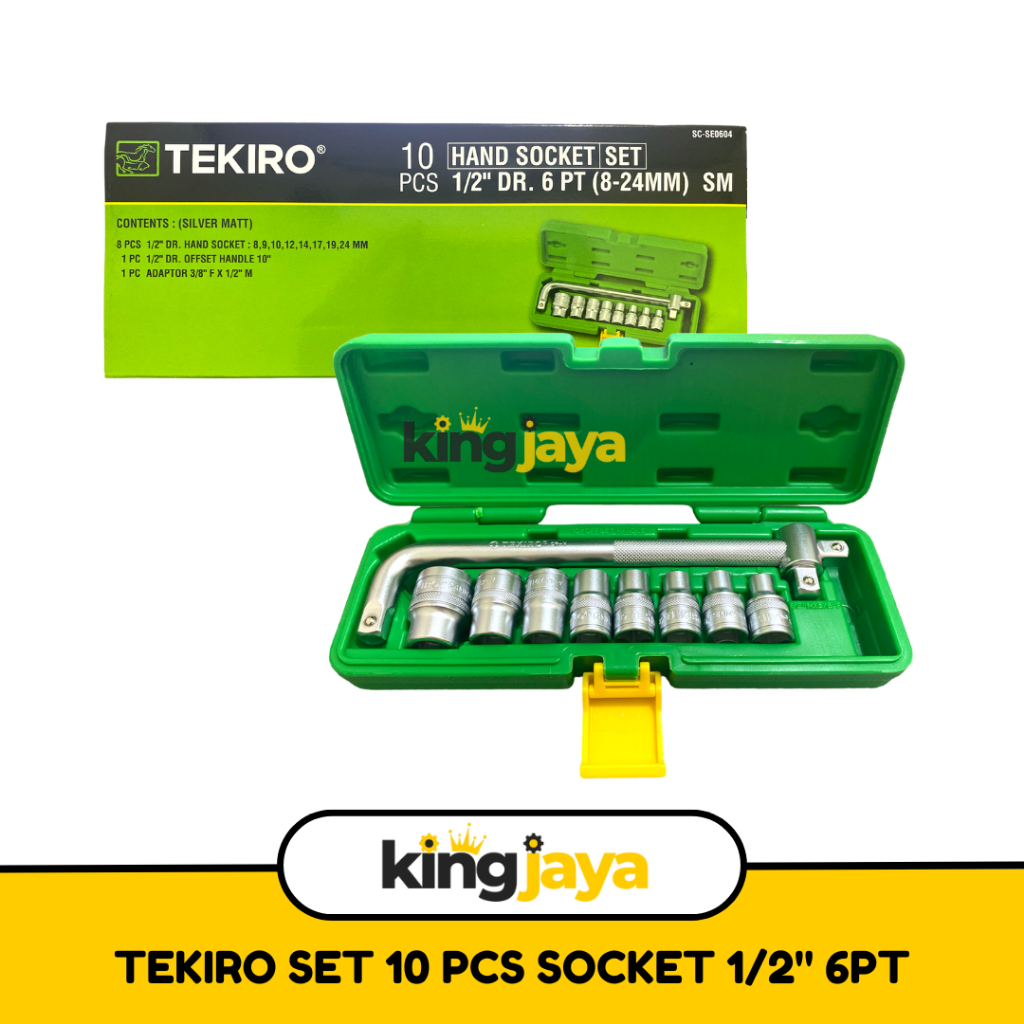 Kunci Sok 10 Pcs TEKIRO / Mata Sok 1/2" Socket Wrench Set 8-24 MM