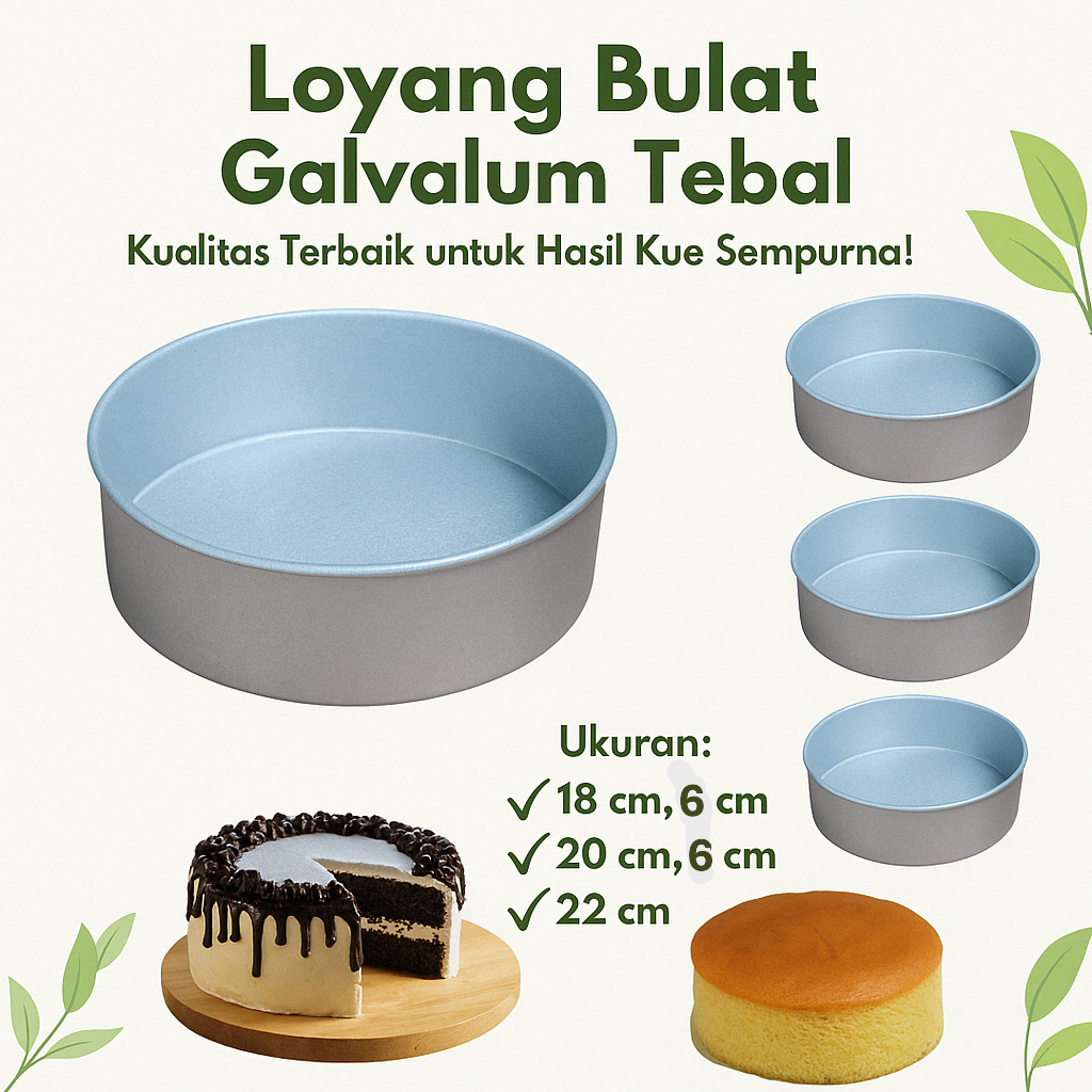 Loyang Bulat Ukuran 18, 20, 22 Cm Harga Satuan / Loyang Kue