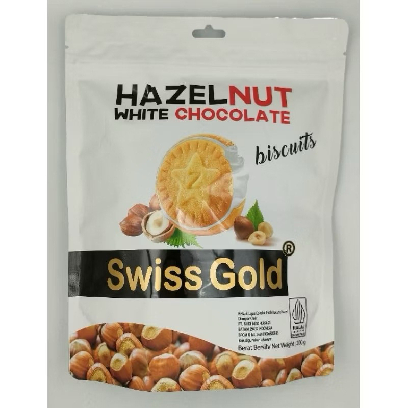

Swiss Gold Hazelnut Biscuit - Biskuit Hazelnut White Chocolate 200gr