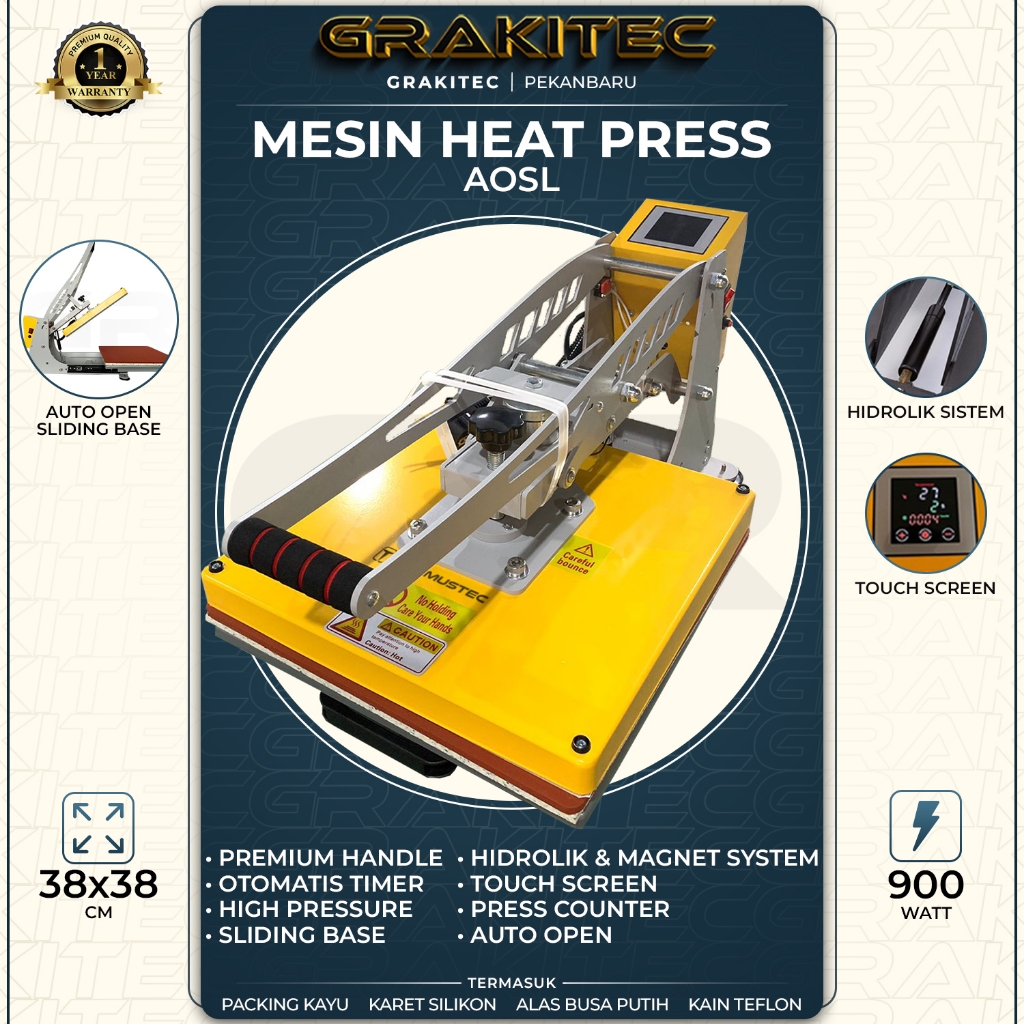 Mesin Press Sablon Kaos 38x38 AOSL OTOMATIS Auto Open Sliding