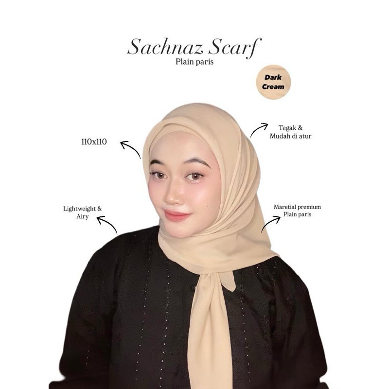 Plain Paris Classic - Paris Jadul Hijab Segiempat Warna Dark Cream