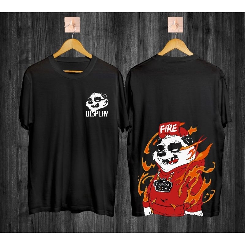 Kaos,T-Shirt Premium Wanita/Pria motip panda fire 100% Katun Combat 30S Distro - Polos, Nyaman, Unis