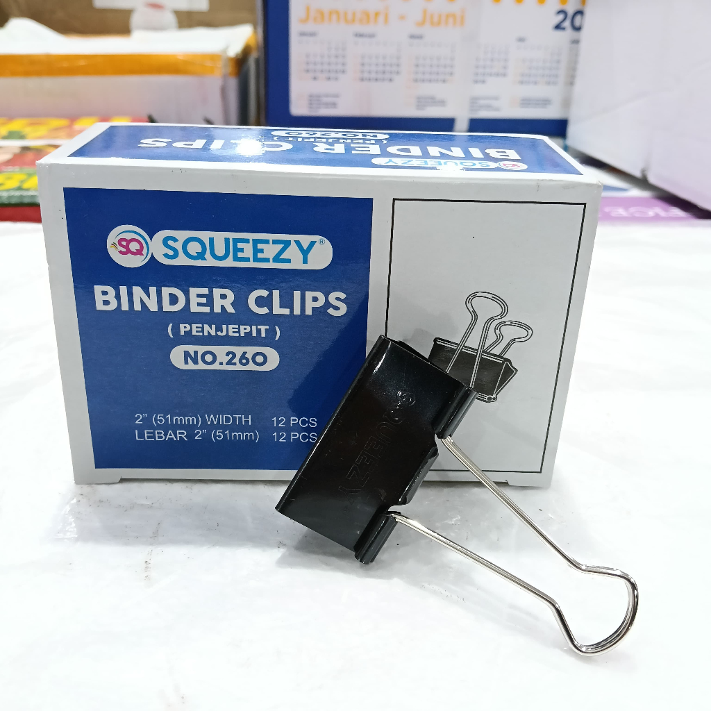 

1 KOTAK - BINDER CLIP 260 PENJEPIT KERTAS HITAM 51MM ISI 12 PCS