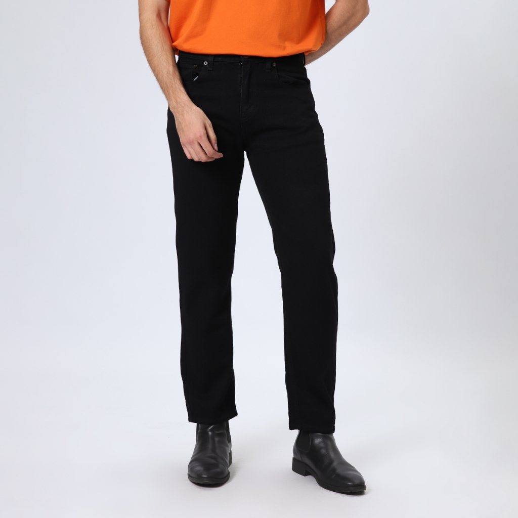 EDWIN JEANS - Celana Denim Pria Reguler Fit Jeans 801 SOFT BLACK OVERDYED Celana Jeans Straight