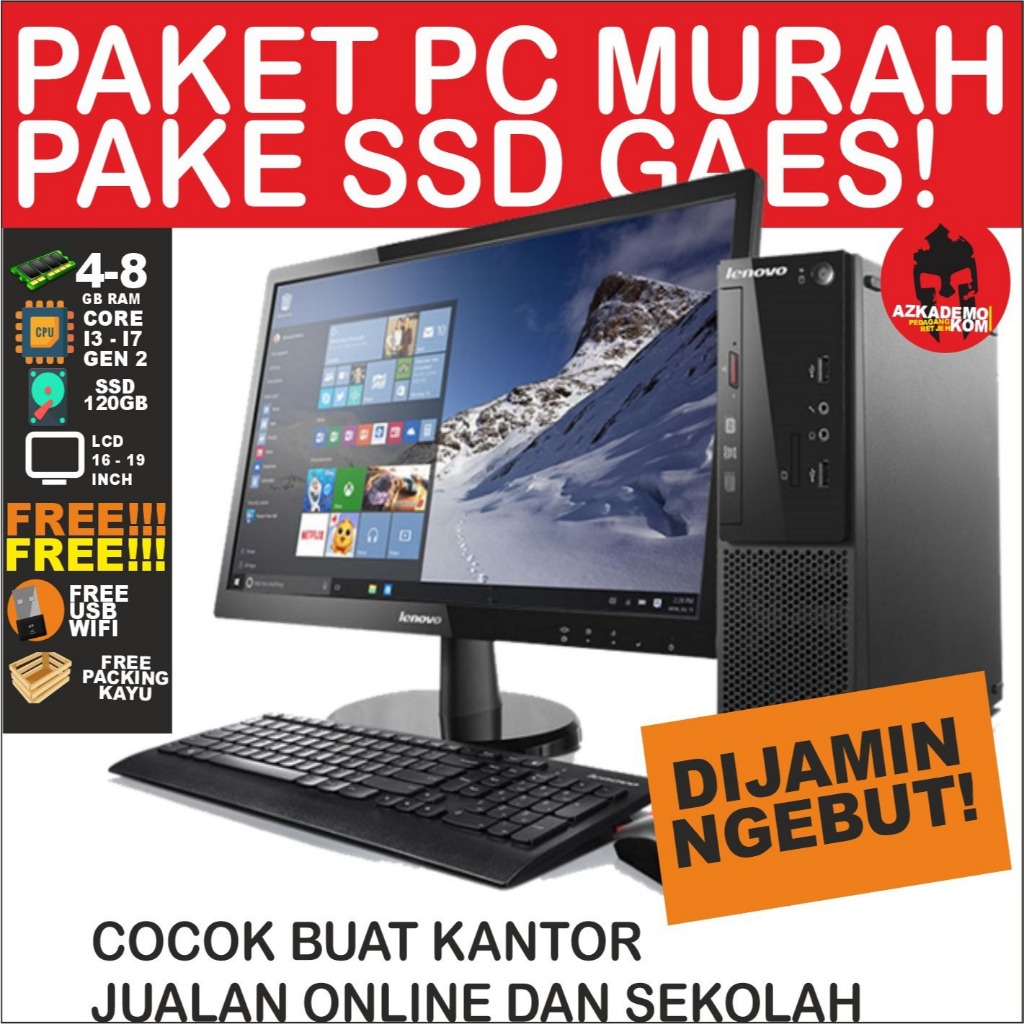 PAKET PC MURAH I3-I7 PAKE SSD GAES