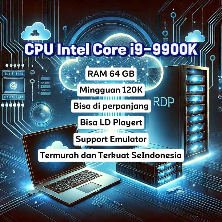 RDP Intel Core i9-9900K 64 GB RAM 8 Core Super Dedicated Server Support emulator