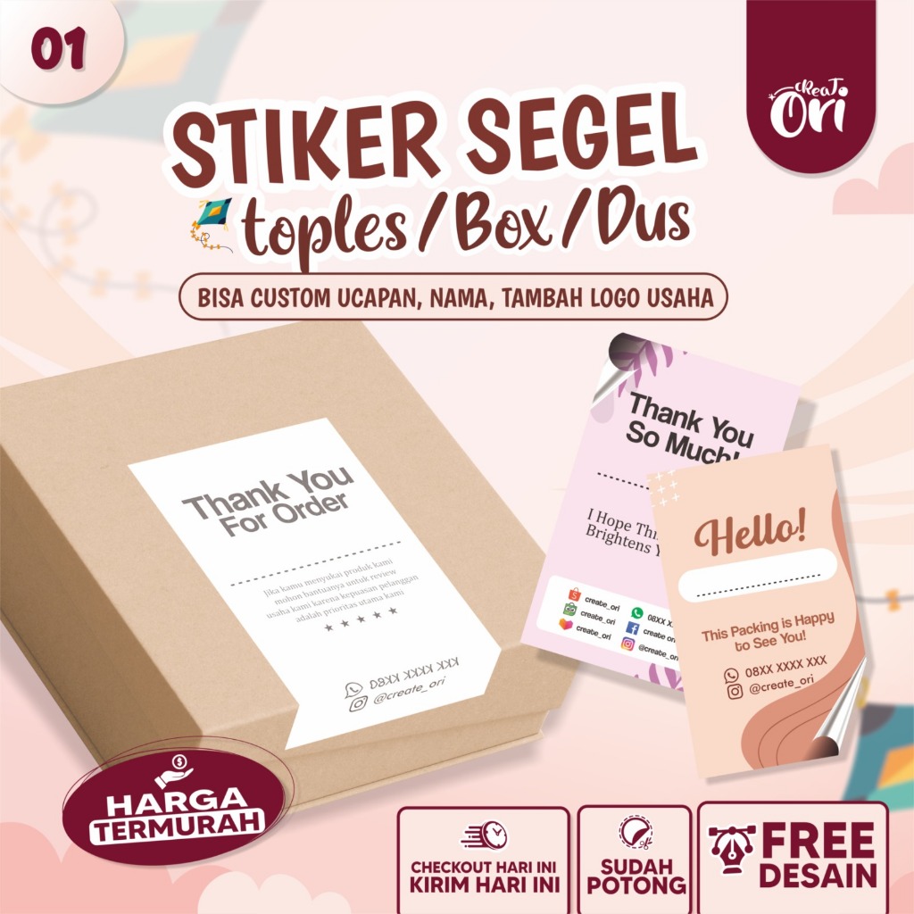 

Cetak Stiker Label Box Packaging Murah/ Segel Box Hampers/Stiker Kardus/Stiker Custom Olshop
