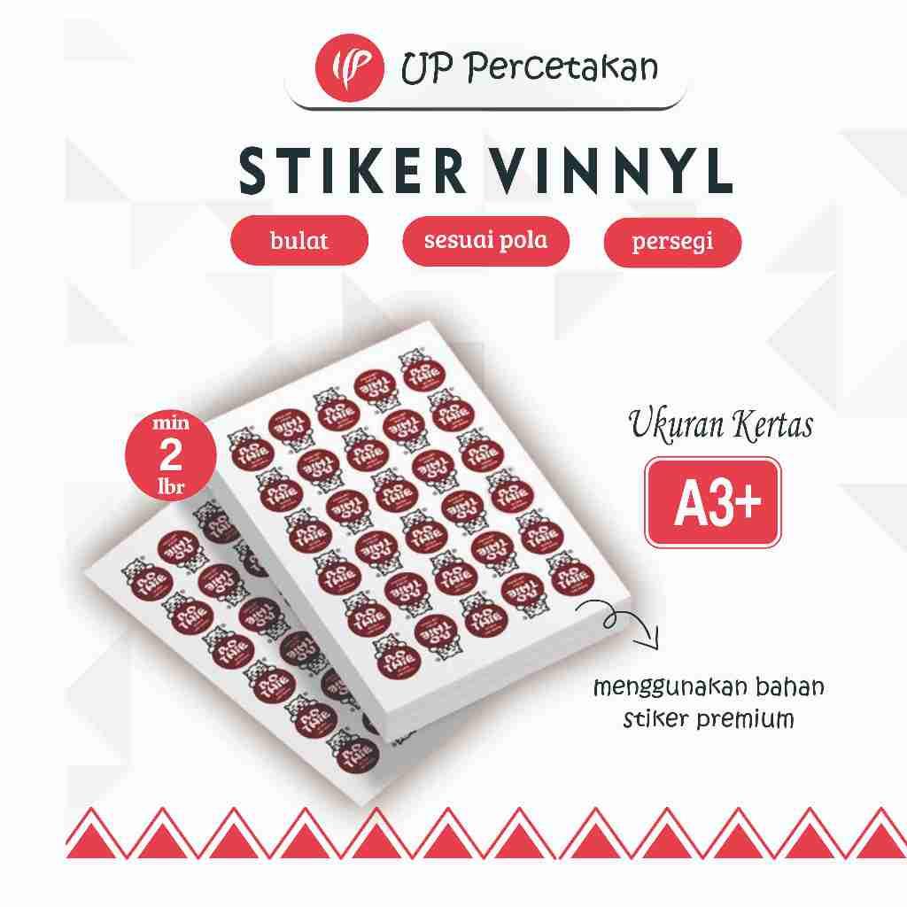 

CETAK STIKER VINNYL bisa CUTTING Kisscut / Diecut(Putus) 1 Hari Jadi