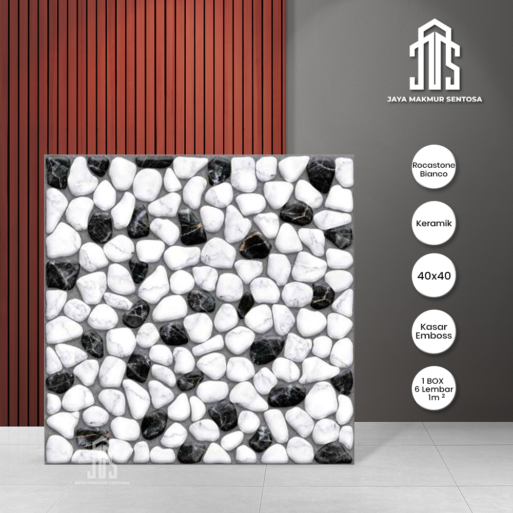 Keramik Lantai Motif Batu Alam Rocastone Bianco 40x40