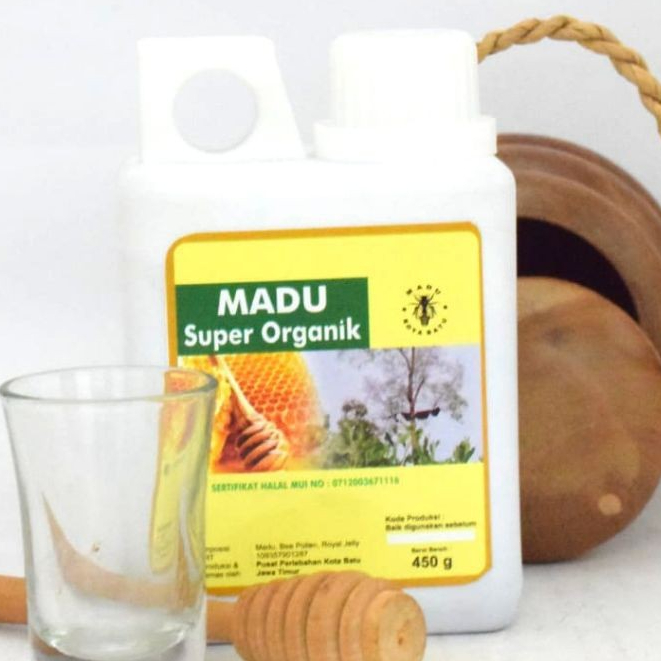 

Madu Super Organik , Asli Murni plus Beepollen plus Royal Jelly 3 in 1, Kemasan Jerigen Berat 450g