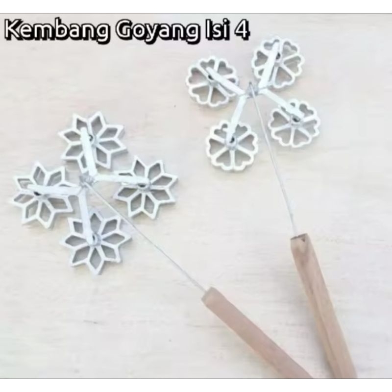 1Set Cetakan Kembang Goyang Mini isi 4 Tersedia 2 Motif Bintang & Bunga,Cetakan kembamg goyang isi 4