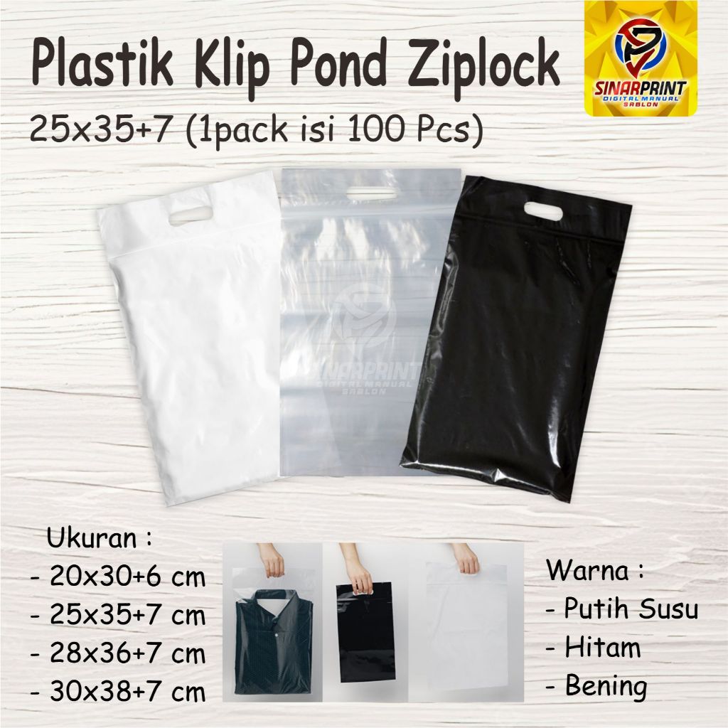 100 Pcs Plastik Klip Pond 25x35+7 Plastik Ziplock Plastik Tenteng Plastik Packing Kemasan Packaging