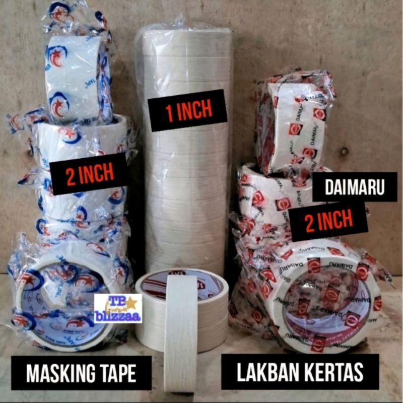 Lakban Kertas 1" inch Lakban Kertas 2" inch Lakban Daimaru Masking Tape 1" 2" Daimaru Kertas