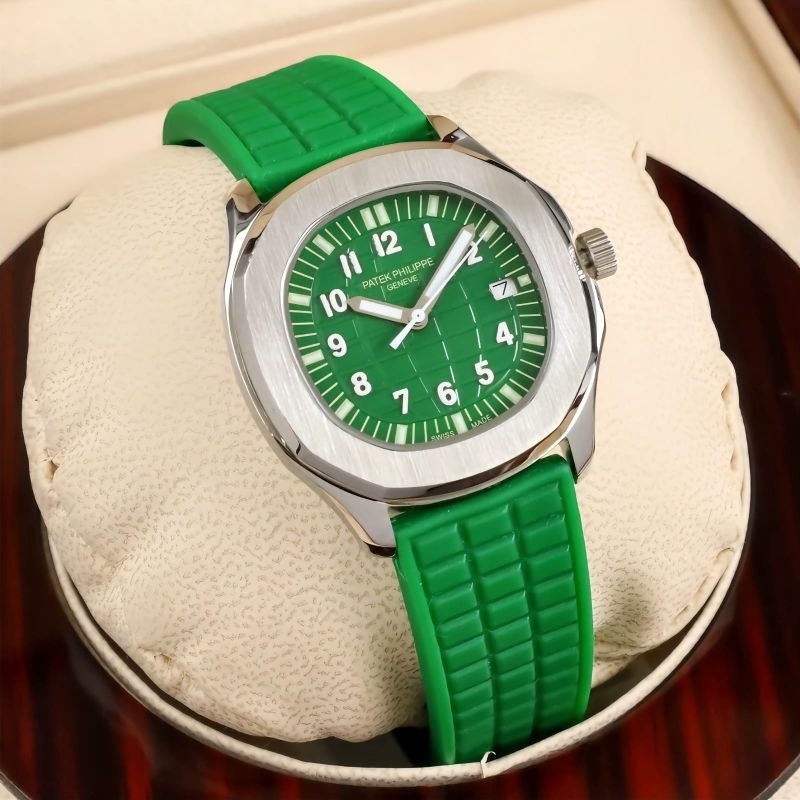 JAM TANGAN WANITA PATEK PHILIP AQUANAUT RUBBER HIJAU JAPAN QUARTZ SUPER QUALITY DIAMETER 36MM