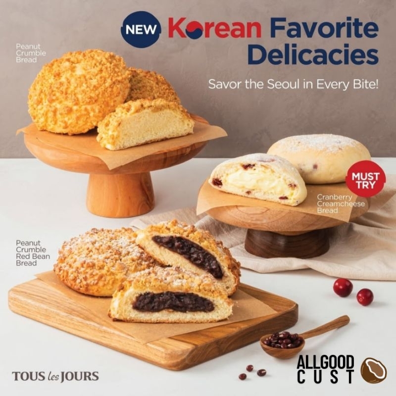 

Tous Les Jours - Peanut Crumble Bread , Peanut Crumble Red Bean Bread