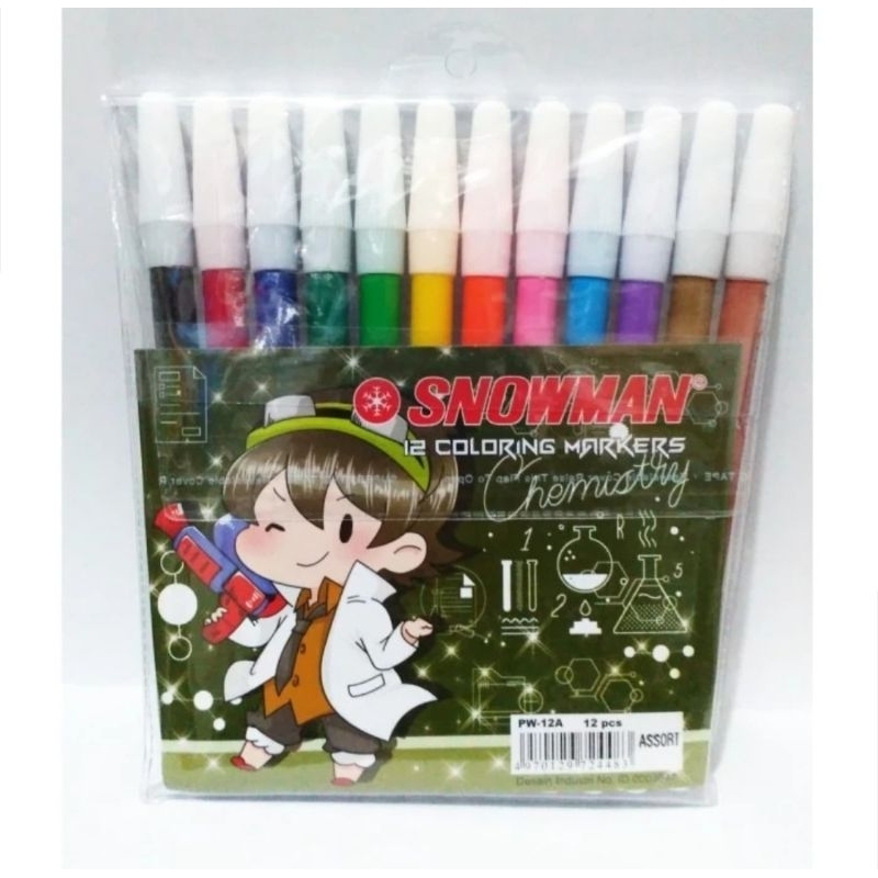 

1 Pak 12 Warna Spidol Snowman Exis Murah Awet
