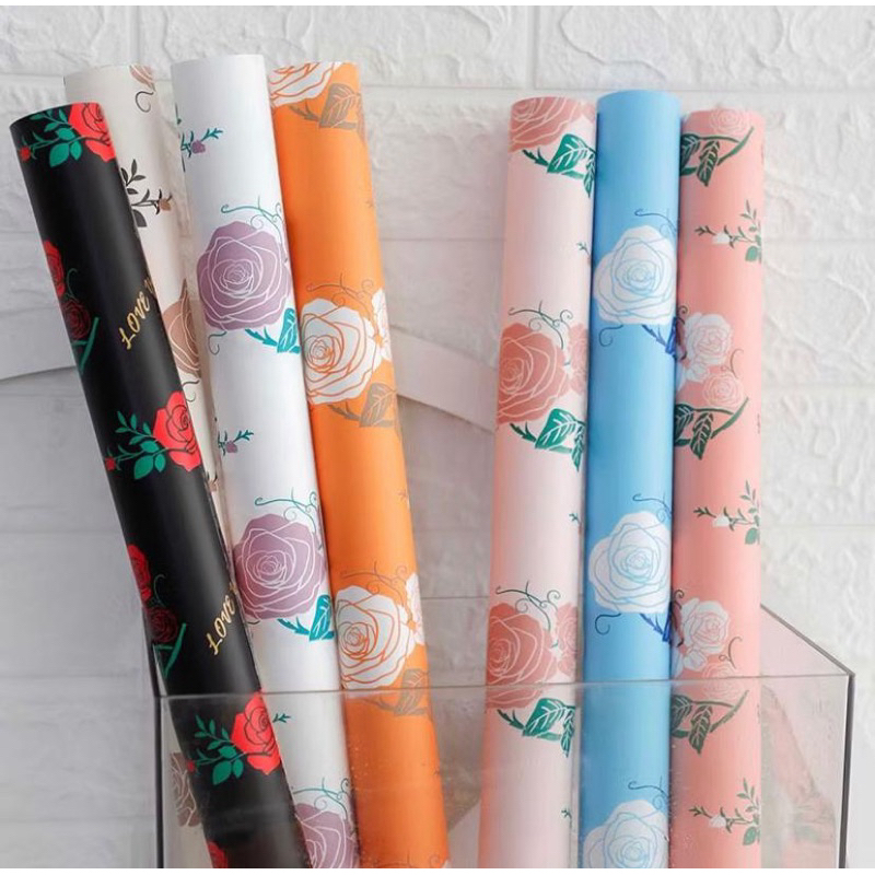 

KB070 20 LEMBAR Kertas Buket Bunga Motif Rose Mawar Flower Wrapping Pattern Rose Cellophane [GROSIR] TO