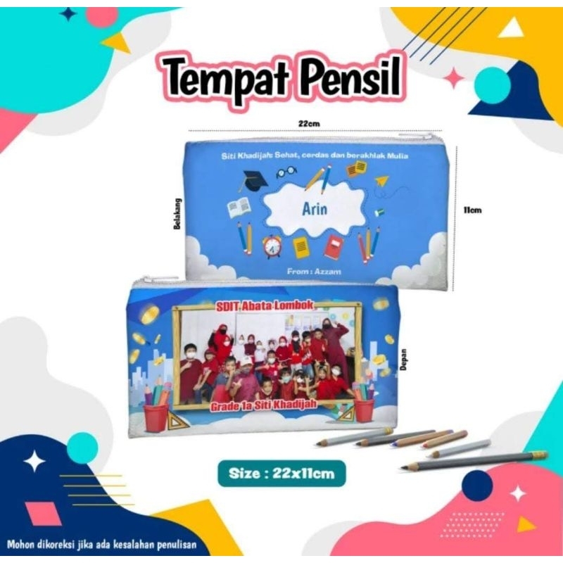 

Tempat pensil custom free design tempat pensil anak sekolah TK SD SMP SMA