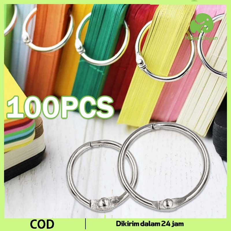 

100pcs Ring Binder Cincin Sproket Ring Binder Buka Tutup 25-30/30-35mm Kokoh Dan Tahan Lama Ring Buku Binder Ring Buka Tutup