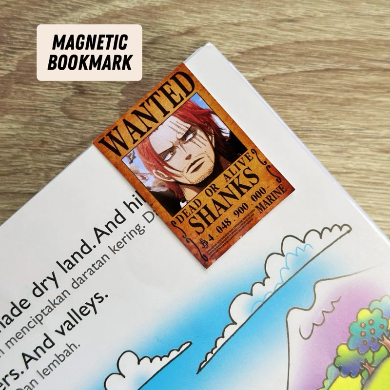 

Magnetic Bookmark Wanted Shanks One Piece - Pembatas Buku Gambar Karakter Kartun Ajime One Piece Pirates