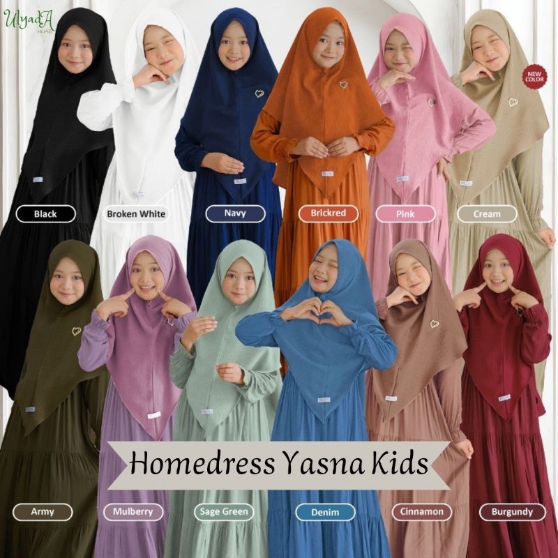 HOMEDRESS YASNA KIDS FALOVA / Gamis Anak Polos / Gamis Pesantren Remaja / Gamis Anak Lengan Panjang