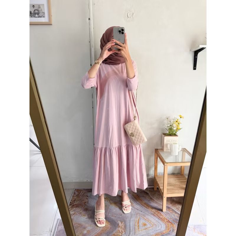 NUWA MIDI DRESS KATUN COMBED BUSUI NON BUSUI / MIDI DRESS RAFELLA / MIDI SUSUN REMPEL RAYON PREMIUM