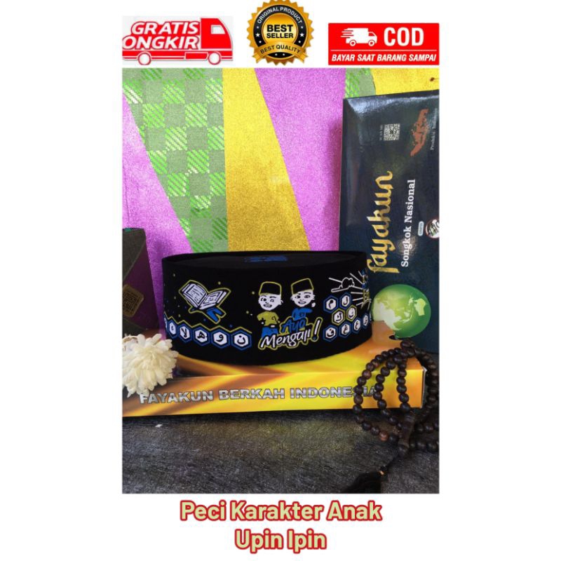 peci songkok kopiah motif anak Upin&Ipin