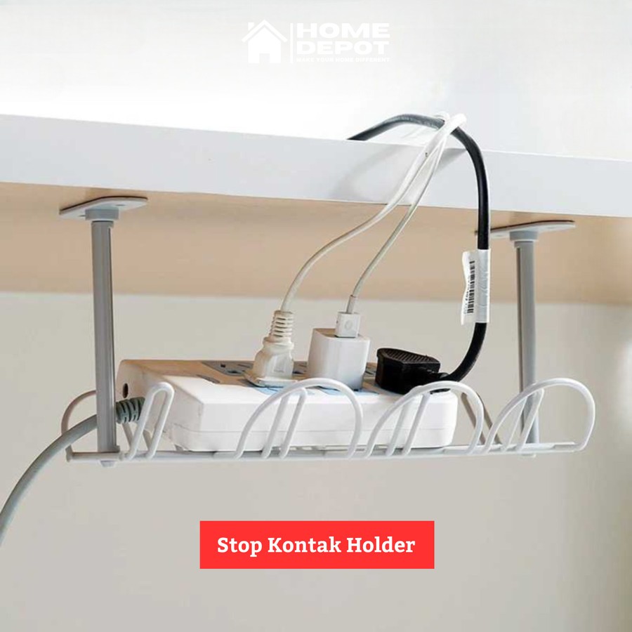 Gantungan Stop Kontak Holder Rak Gantung Bawah Meja Tempat Remote Tv