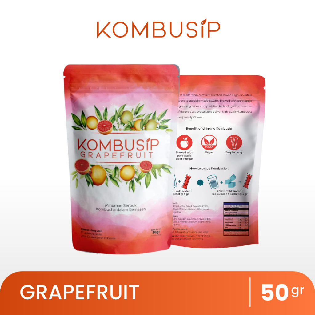 

Kombusip Kombucha Grapefruit Minuman Teh Serbuk 10 Sachets