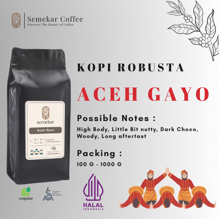 

Semekar Coffee - Kopi Robusta Aceh Gayo Grade 1 Roasted Beans