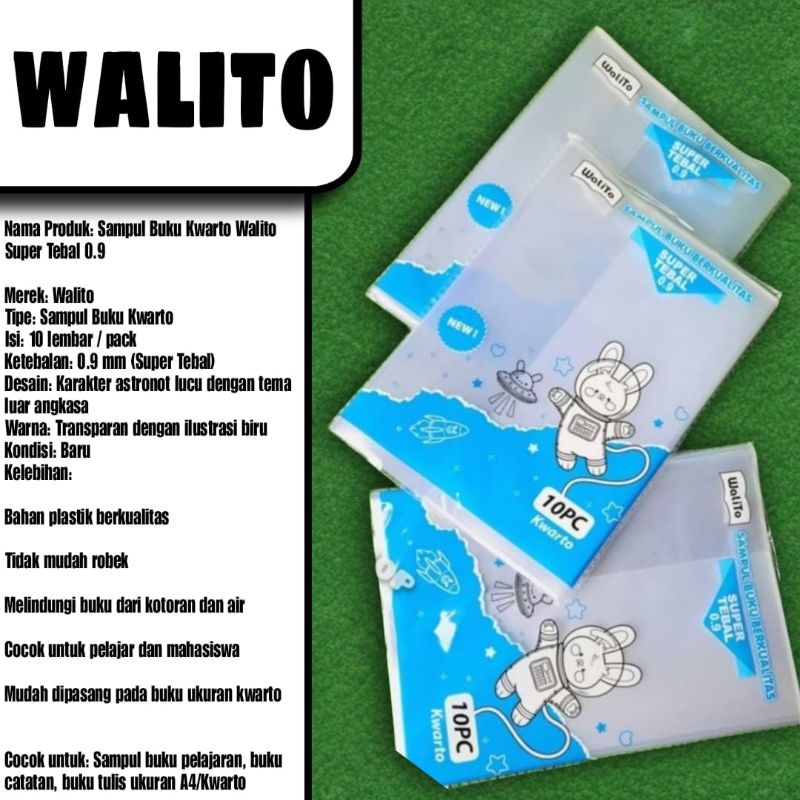 

sampul plastik buku tulis super tebal O,9( WALITO)ukuran kwarto/buku tulis biasa isi 10 lembar