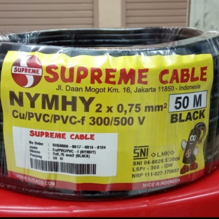 KABEL NYMHY / NYYHY 2X0.75 KABEL LISTRIK SUPREME NYMHY / NYYHY 2x0.75 - PER METER