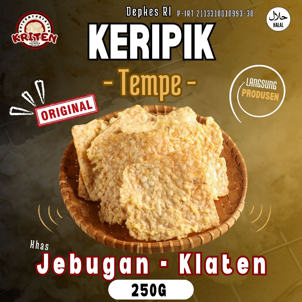 

best seller keripik tempe khas klaten tempe kripik kemasan 250gram - enak food kerupuk keripik