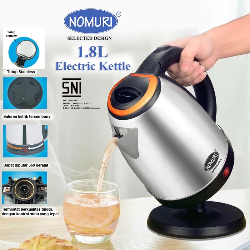 Nomuri Teko Listrik Elektrik Ketel Ceret Listrik 2L