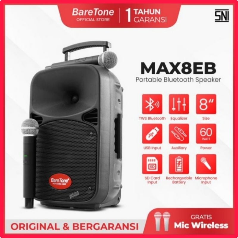 Speaker aktif portable baretone 8 inch max8eb max 8eb