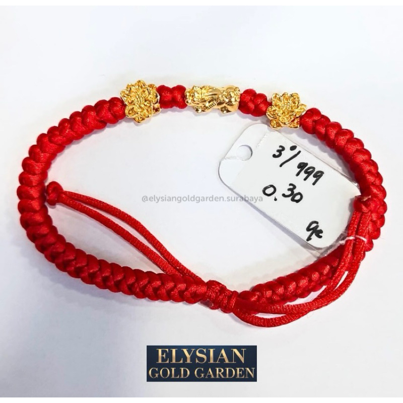 Gelang Tali Emas Charm Naga Bunga